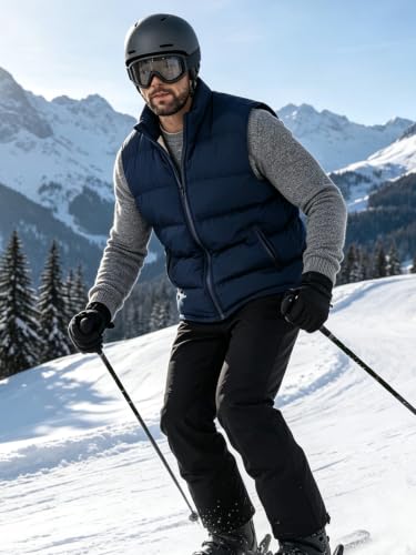 Image of TUVEKE Men's Puffer Vest Sherpa Lined Outdoor Zipper Fleece Vest Warm Sleeveless Men Winter Jackets Water-Resistant M-5XL