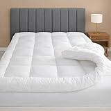 LOOMERIG Premium 4-Inch/10cm Microfiber Super King Mattress Topper– Soft and Fluffy Mattress Topper with Box Stitching for Enhanced Comfort (Super King - 182x200cm)