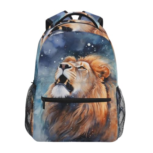 Sacs cartable à dos lion aquarelle pour filles garçons et voyages