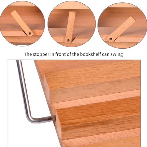 Support de lecture en bois avec bras télescopique réglable pour manuel et tablette - 5