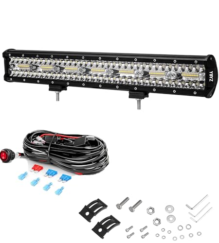 YBYZ LED Light Bar 20 Inch 240w Triple Row Flood Light Combination Light Bar, Off Road LED Light Bar Driving Fog Light 24000lm light bars for trucks with 12v Wiring Harness Kit, White