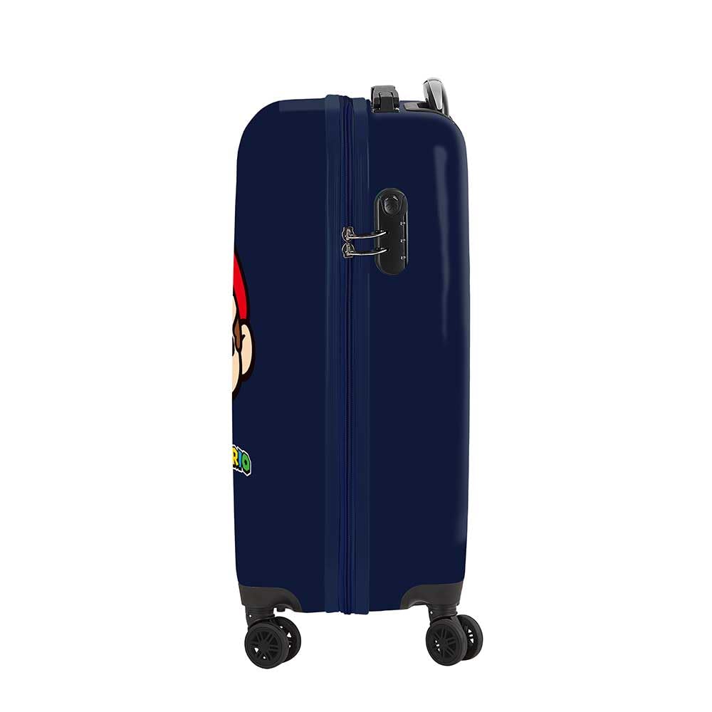 Safta | Maleta de Cabina 20″ Super Mario Mamma MIA, ABS + PC Resistente, 4 Ruedas Dobles 360º, Candado de Seguridad, Interior Forrado con Separador y Bolsillo de Red, Medidas 34,5x20x55 cm