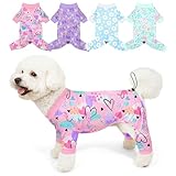 Bienbee Dog Pajamas, 4 Pack Dog Recovery Suit Shedding Suit Cute Soft Puppy Clothes Dogs Pjs Onesies Jammies Adjustable Breathable & Stretchy Clothes for Small Medium Large Dogs Girl Boy Puppy-M