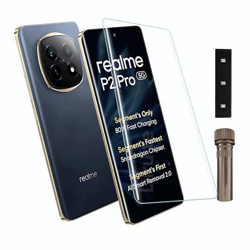 Image of Diruite UV Tempered Glass for Realme P2 Pro 5G - Premium 9H Hardness, Full Edge-to-Edge Coverage, Crystal HD Clarity, UV Glue with Easy Installation Kit (Pack of 1)