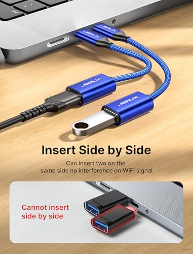 Image of JSAUX USB C to USB Adapter [2 Pack], USB Type C Male to USB 3.0 Female OTG Cable-Blue