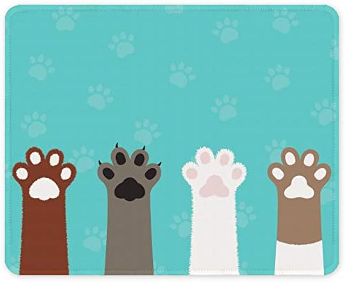 Auhoahsil Mouse Pad, Cute Cat Paws Design Anti-Slip Rubber Mousepad with Durable Stitched Edges for Gaming Office Laptop Computer PC Men Women Kids, Customized Picture Mouse Mat Square 11.8" x 9.85"