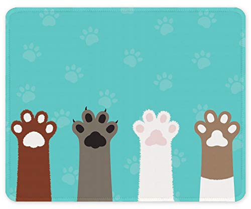 Auhoahsil Mouse Pad, Cute Cat Paws Design Anti-Slip Rubber Mousepad With Durable Stitched Edges For Gaming Office Laptop Computer Pc Men Women Kids, Customized Picture Mouse Mat Square 11.8" X 9.85" #TOP12