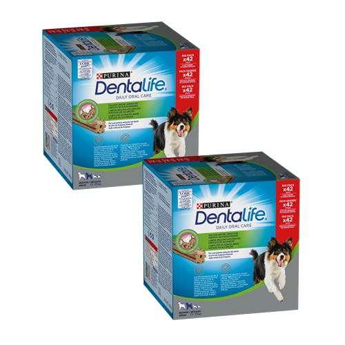 PURINA DENTALIFE Daily Oral Care - Snack Dentale Cane Adulto Taglia Media, Sticks per l'igiene orale. 2 Confezioni da 54 Sticks