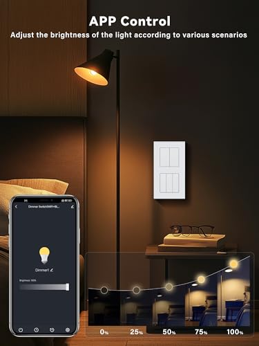 BSEED Smart Lichtschalter mit WiFi Dimmer Schalter,LED Dimmschalter Unterputz,Kompatibel mit Amazon Alexa&Google Home,Smarte Zeitpl&auml;ne,2 Fach 1 Weg Wlan Wandschalter Wei&szlig;(Neutralleiter Erforderlich)
