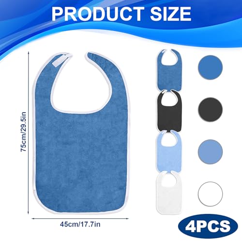 4 Stück Lätzchen für Erwachsene,Wasserdichte Lätzchen für Erwachsene,Latz für Senioren,Leicht zu Reinigen,Unisex Kleiderschutz mit Klettverschluss für Ältere und Behinderte,Mehrweg Waschbar,75*45cm