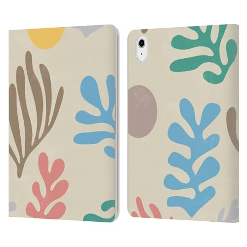 Étui portefeuille iPad Air 11 en cuir avec motif de feuilles artistiques modernes