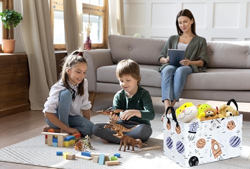 Image of Storage Basket Gift Laundry Bins Collapsible Storage Baskets Box Laundry Nursery Hamper for Home and Office Decoration with Handles
