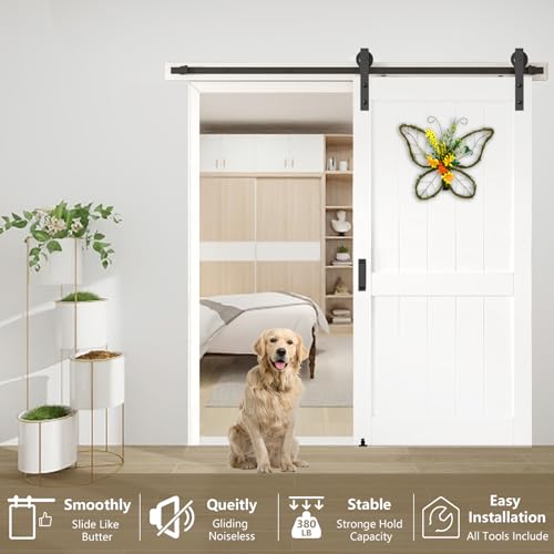 Arti-Life Barn Door Hardware Kit 6.6Ft Heavy Duty Sliding Door Track Kit With Floor Guide And 2 Handles With Lock thumb #1