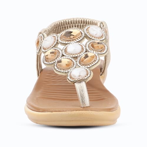 Image of Medifeet Women's Sparkling Stone-Studded Comfort Sandals | Soft Cushioned Midsole & Elastic Back Strap Fit