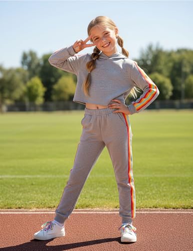Girls Clothes Hoodies For Girls Activewear Long Sleeve Rainbow Ribbon Sweatshirts And Sweatpants 2 Piece Outfits2