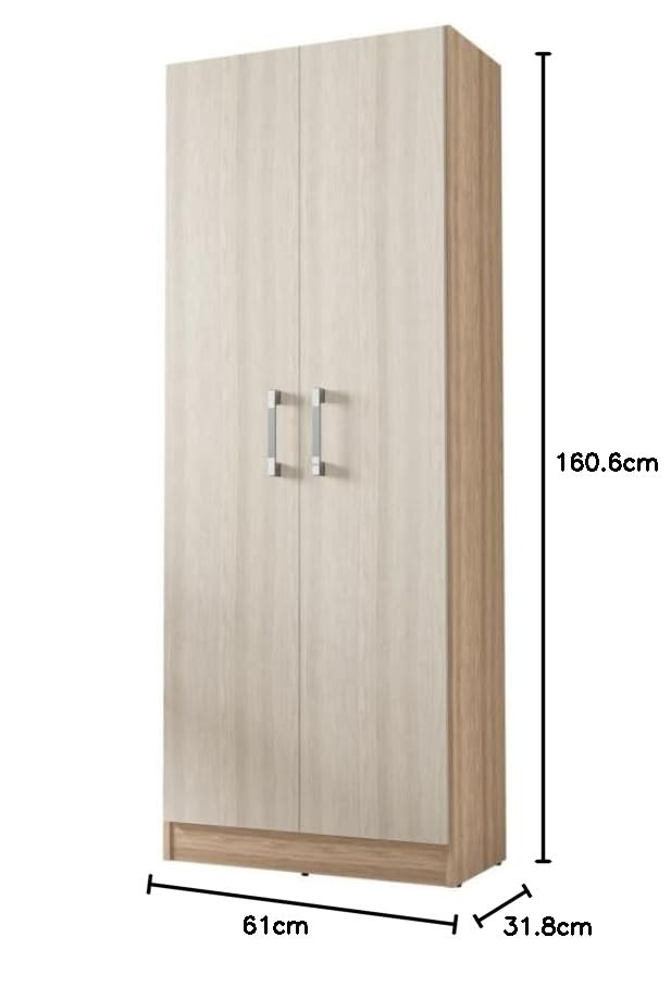 Armoire 2 Portes Chêne et Erable Multifonctions L 61 H 160.6 P 31.8 cm