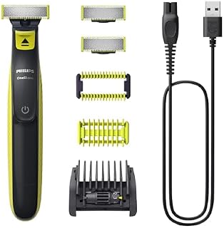 Philips OneBlade Original twarzy i ciała  elektryczny trymer do brody, golarka i urządzenie, 2x oryginalne ostrze do twarzy, 1x regulowana nasadka 5 w 1, 1x zestaw do ciała (model QP2824/30)