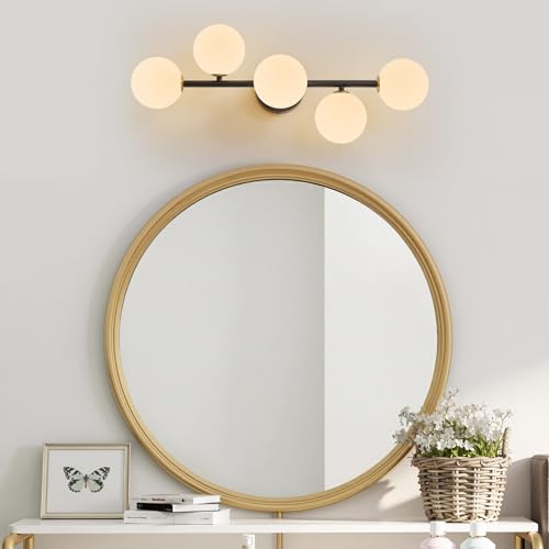 Image of Modern Bathroom Vanity Light Fixtures,LED Matte Black Wall Sconce Lighting