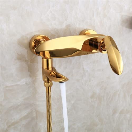 Robinet de bain-douche en laiton doré pour une salle de bain rétro