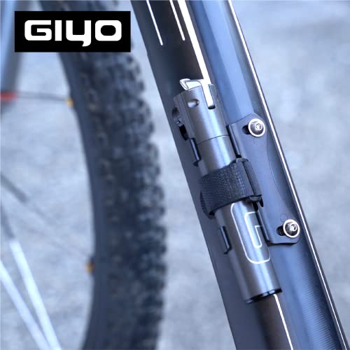Giyo Super Micro Bike Tire Pump All Metal Smallest Bike Pump For Mountain Bike (80 Psi) High Volume Pumping Durable & Stylish Presta & Schrader Valve Taiwan Made (Gm-043Lt) #TOP6