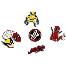 Marvel Studios Deadpool & Wolverine 5-Piece Enamel Pin Set | Metal Badge Accessories For Lanyard, Backpack, Clothes