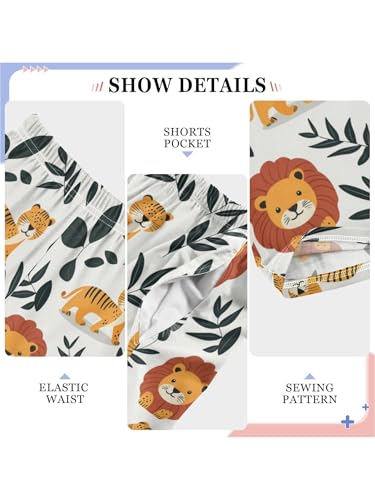 Forest Lions Tigers Boys Pants for Kids Jogger Pants with Pockets S4