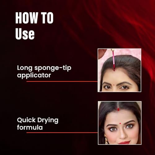Image of Coloressence Eternal Matte Liquid Sindoor, Maroon, 3ml | Quick Dry | Long Lasting | Sponge Tip Applicator | Highly Pigmented | Waterproof | Easy Application