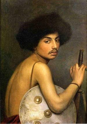Peinture à l'huile de Jean-Léon Gérôme, reproduction de Bishari Bust de a Warrior 30x36 pouces