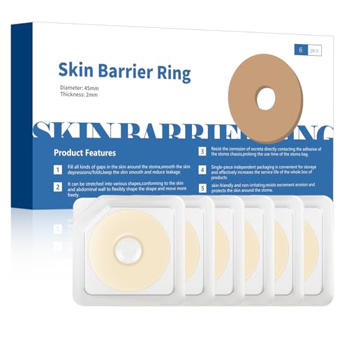6 Pack Ostomy Barrier Rings 2mm Thickness Moldable Hydrocolloid Tape Cohesive Seals for Colostomy Ileostomy & Urostomy Bags