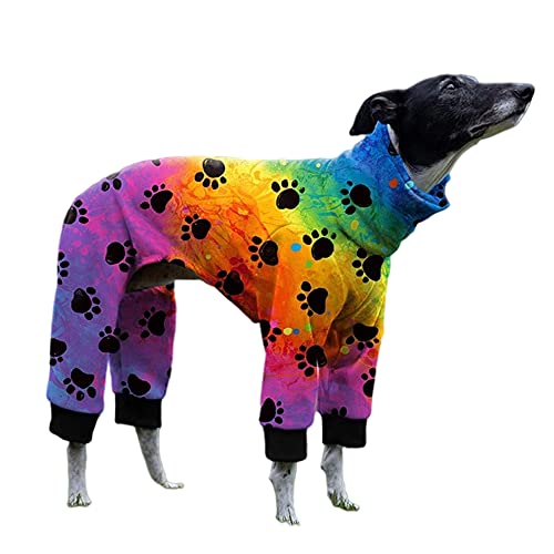 Cnkwei Dog Pajamas Medium Large Dog Paw Printed Greyhound Pajamas Jumpsuit Bodysuit