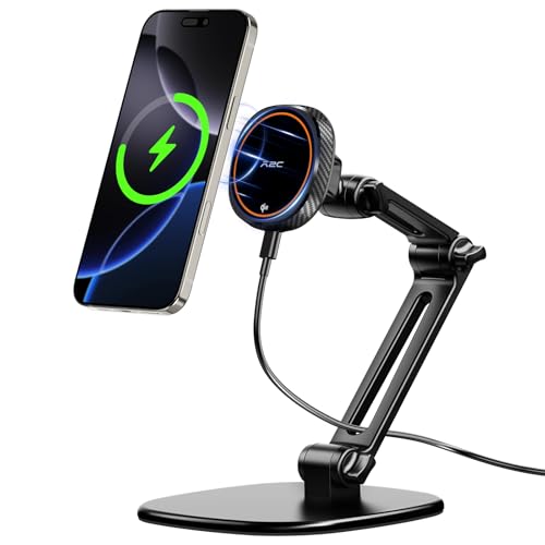 Support de téléphone portable et chargeur sans fil Qi2 15W avec hauteur réglable de bureau
