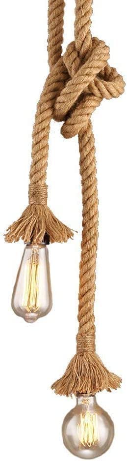 Lámparas Colgantes, Home Improvement Lámpara colgante de cuerda de cáñamo, cuerda retro 4.9ft 150cm doble cabeza de la lámpara colgante para la cocina Resturant, bombillas no incluidas