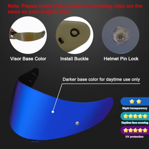 Image of PSLER Shatterproof Helmet Visor for HJ17,C90,C91,SY&CL-MAX 3,Deep Blue | Impact-Resistant ,UV400 Protection, Motorcycle Tinted Face Shield for HJ17,C90,C91,CL-MAX 2, IS-MAX BT, SY-MAX 3, IS-MAX 2