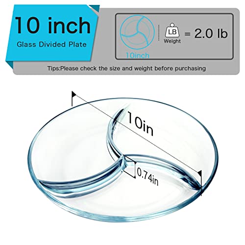 Nutriups Durable Divided Plates 10Inch, 2 Piece, Divided Dinner Plates Portion Control Plates For Adults, Bariatric Diet Microwave& Dishwasher Safe #TOP1