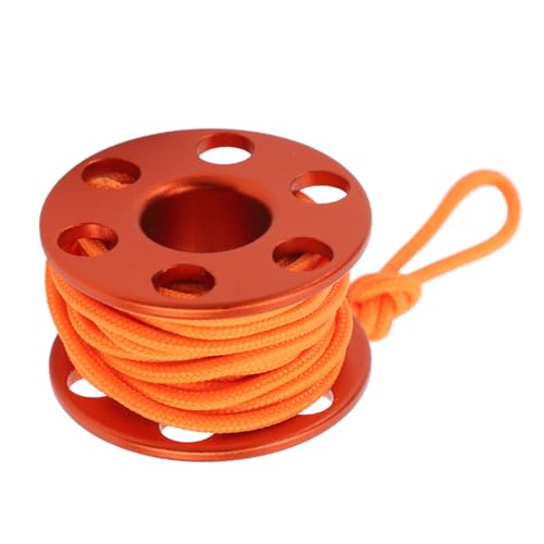 lvifloae Scuba Diving Finger Reel Aluminum Alloy Mini Finger Spool Reel Pendant with Glow in The Dark Nylon Guide Line for Underwater Cave Diving Wreck (Orange)
