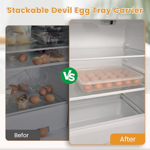 HANSGO Deviled Egg Containers with Lid, Deviled Egg Tray Holder Carrier with Lid for 24 Eggs for Home Party Kitchen Supplies Refrigerator Storage - Image 6