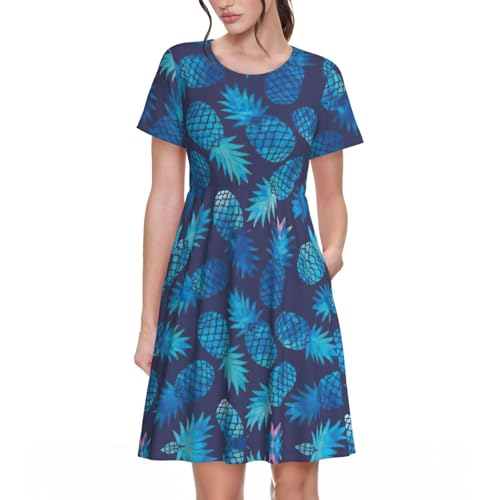 Robe de printemps fluide Blue Ananas : la solution confort contre la chaleur