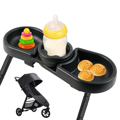 OGNWFUNK Snack Tray Compatible with Baby Jogger City Mini GT2 – BPA-Free 3-in-1 Stroller Snack Tray Attachment with Deep Cup Holders, Easy Installation, Fits Inward-Curved Handlebars