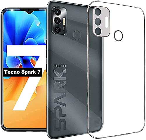 Image of COVERBLACK Rubber Silicone Back Cover for Tecno Spark 7 - Transparent