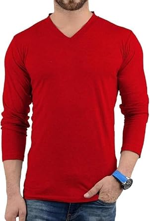 V Neck T Shirts Men Light and Soft Pullover T Shirt with Long Sleeve- Perfect for Daily Use or Casual Events