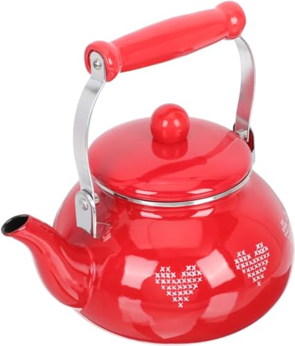 Théière sifflante émail rouge vintage rétro classique de grande capacité 2,5L