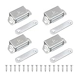 DonYoung Magnetic Latch, 20lb Magnet Cabinet Door Catch 4 Pack, Stainless Steel Screws for Solid Surface, Keep Kitchen Bathroom Cupboard Wardrobe Closet Door Drawer Tightly Closed, Easy Installation