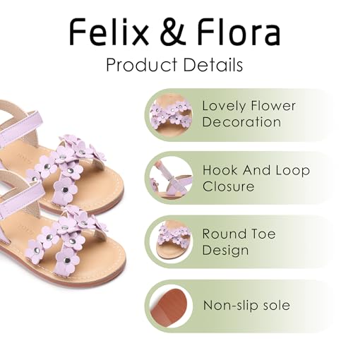 Image of Felix & Flora Toddler Girl Sandals -Flower Girl Dress Shoes Open Toe Little Kid Flats