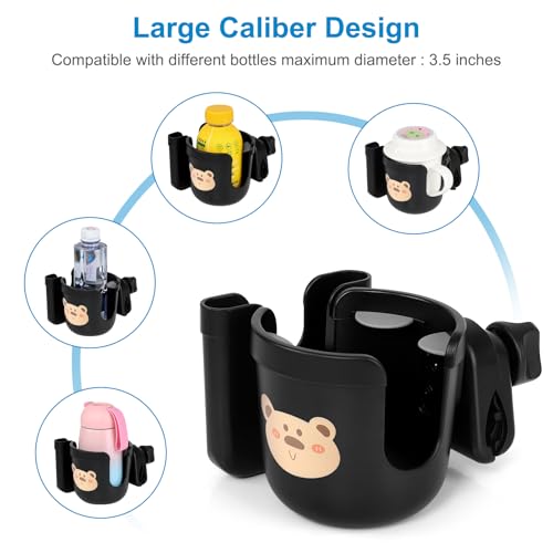 Image of Accmor Wheelchair Cup Holder with Phone Holder, ﻿Universal 360 Rotatable Walker Cup Holder Rollator Scooter Accessory