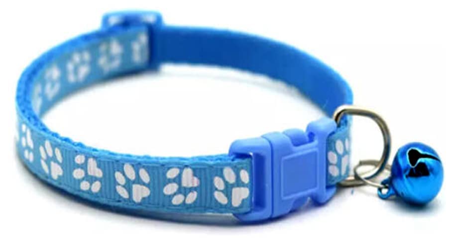 Pusp&Pets 15 MM Nylon Made Adjustable Paw Print Design Cute Small Dogs & Puppy Collar for Mini Dogs & Cat Collar, Pawprint Dog Collar, Fits Necks 9" to 14" (Sky Blue) (B0C1KGBWSC) Amazon Price History, Amazon Price Tracker