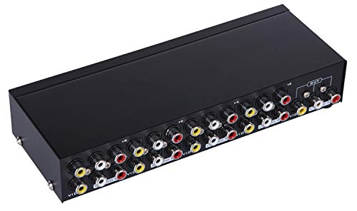 AuviPal 8-Way RCA Switcher 8 in 1 Out Composite Video L/R Audio AV Selector Box for DVD VCR VHS/AV Receiver/Game Consoles