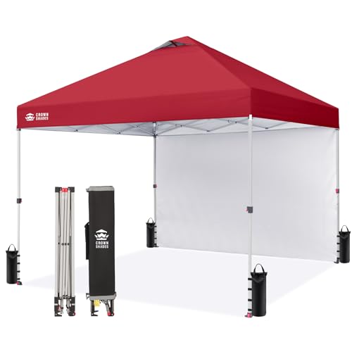 CROWN SHADES 10x10 Pop Up Canopy with 1 Side Wall -...