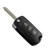 KEMANI Uncut Blank Flip Remote Key Fob Shell Car Case Replacement For Kia 3 Buttons Repair No Chips