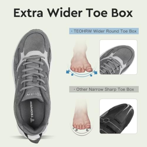 Image of Men's Extra Wide Walking Sneakers Wide Toe Box Orthopedic Shoes with Arch Support for Flat Feet & Foot Pain Relief