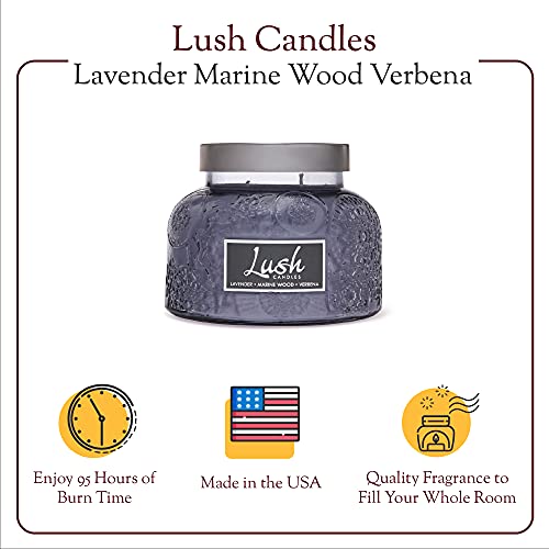 A Cheerful Giver - Lavender Marine Wood Verbena - 20Oz Large Scented Candle Jar With Lid- Lush - 95 Hours Of Burn Time, Gift For Women, Violet #TOP2